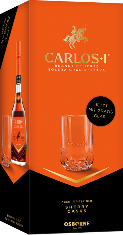 Carlos I Brandy de Jerez Solera Gran Reserva mit Glas in GP - Osborne