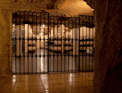 In de barrique kelder van Los Aljibes In de barrique kelder van Los Aljibes